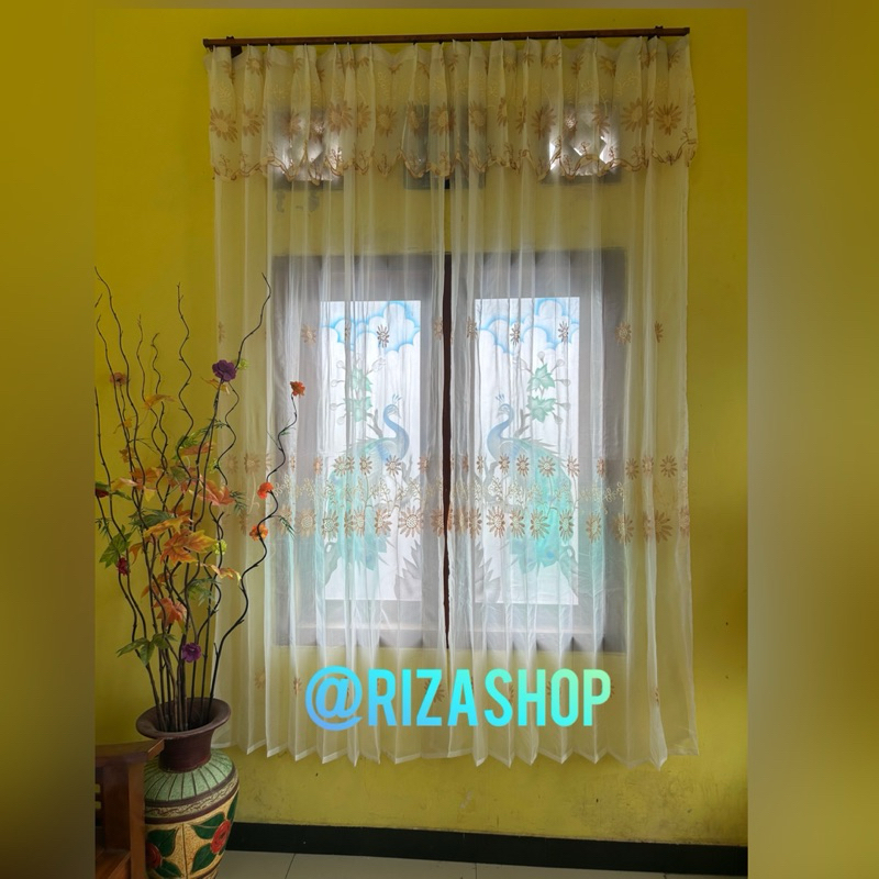 ❤️vitrase dengan poni/vitrase bordir/vitrase furing gorden elegan motif bunga matahari