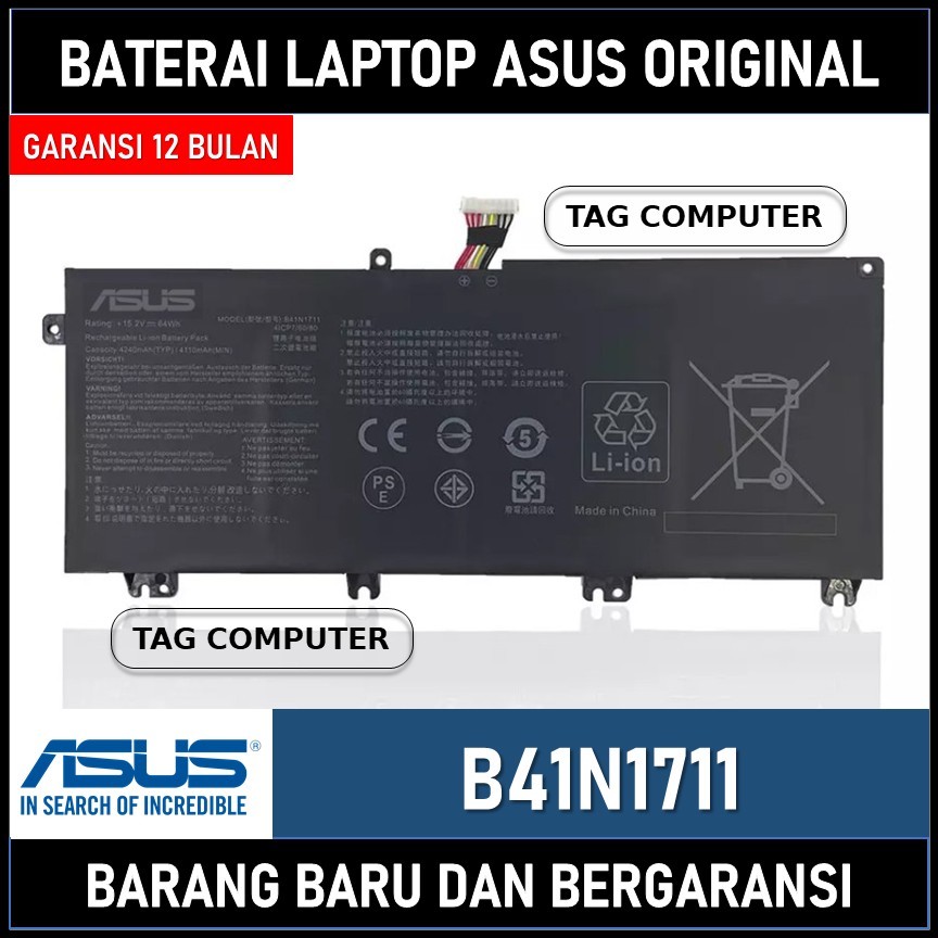 BATERAI ASUS TUF GAMING FX705DU FX705DY FX705GE PX705GM B41N1711 ORIGINAL