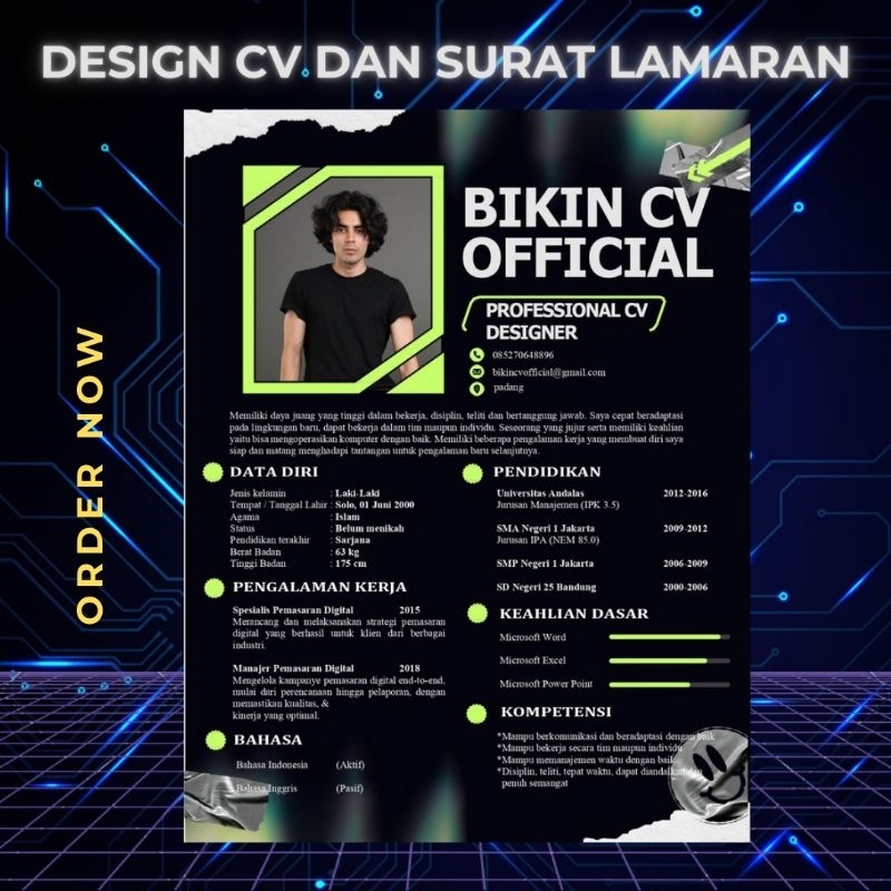 Jasa Pembuatan CV dan Surat Lamaran Kerja Professional | Curriculum Vitae | CV Kerja Professional | 