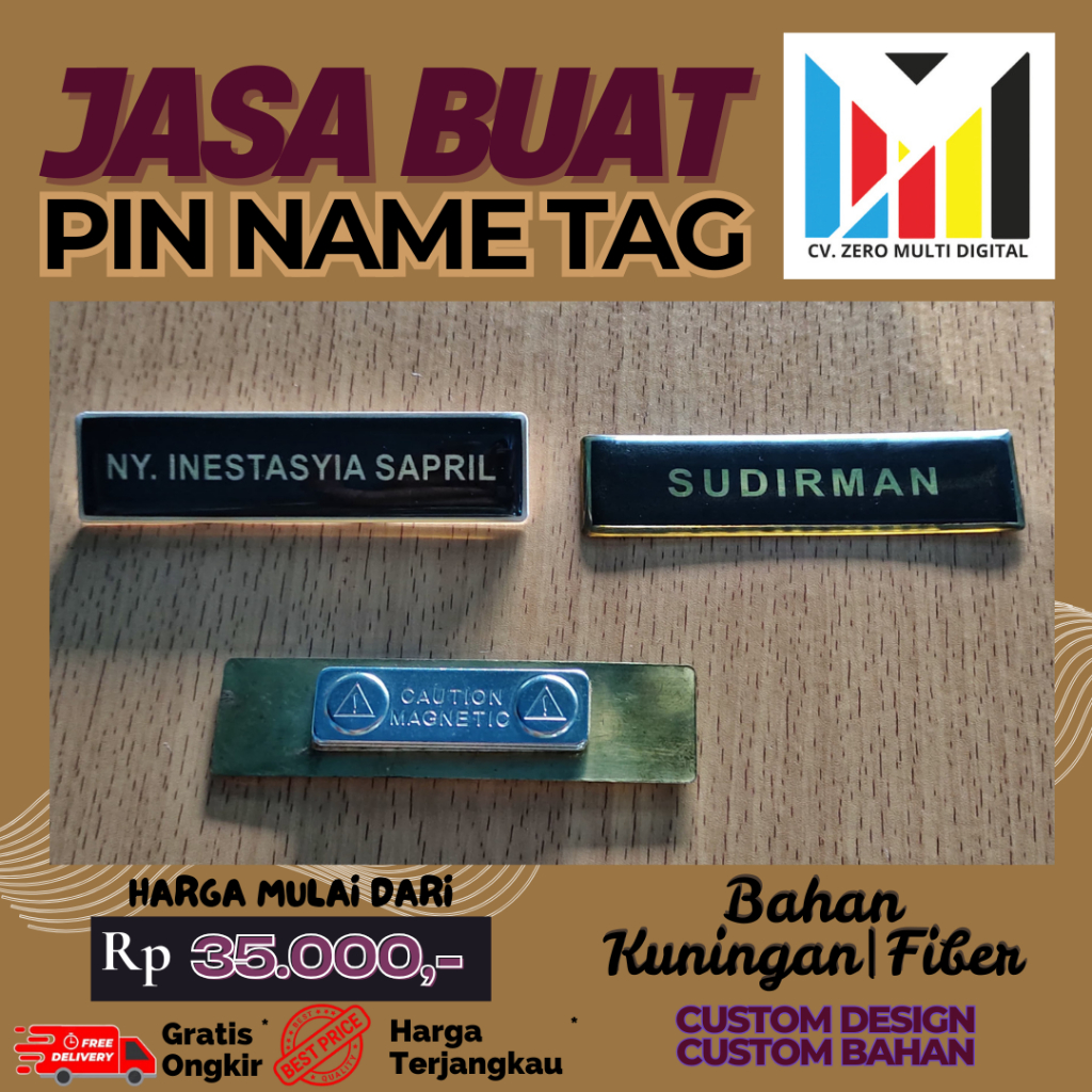 

[JASA BUAT] PIN NAME TAG JENIS FIBER DAN KUNINGAN BERKUALITAS