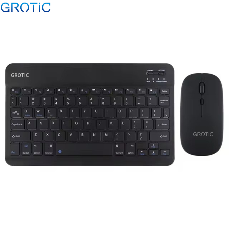 GROTIC Keyboard Mouse Set Wireless Bluetooth 10 inch HITAM
