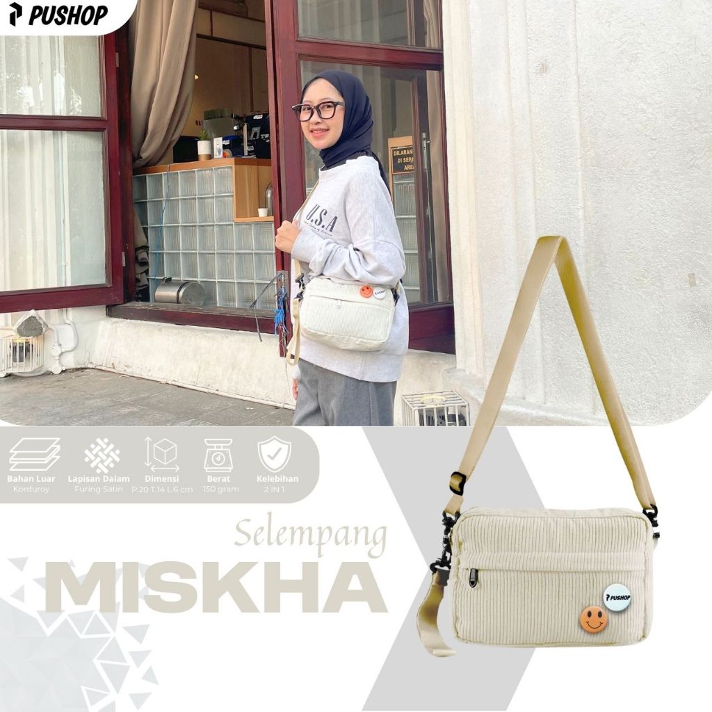 Tas Selempang Handbag Corduroy Miskha Tas Slingbag Wanita Pria Hotshop