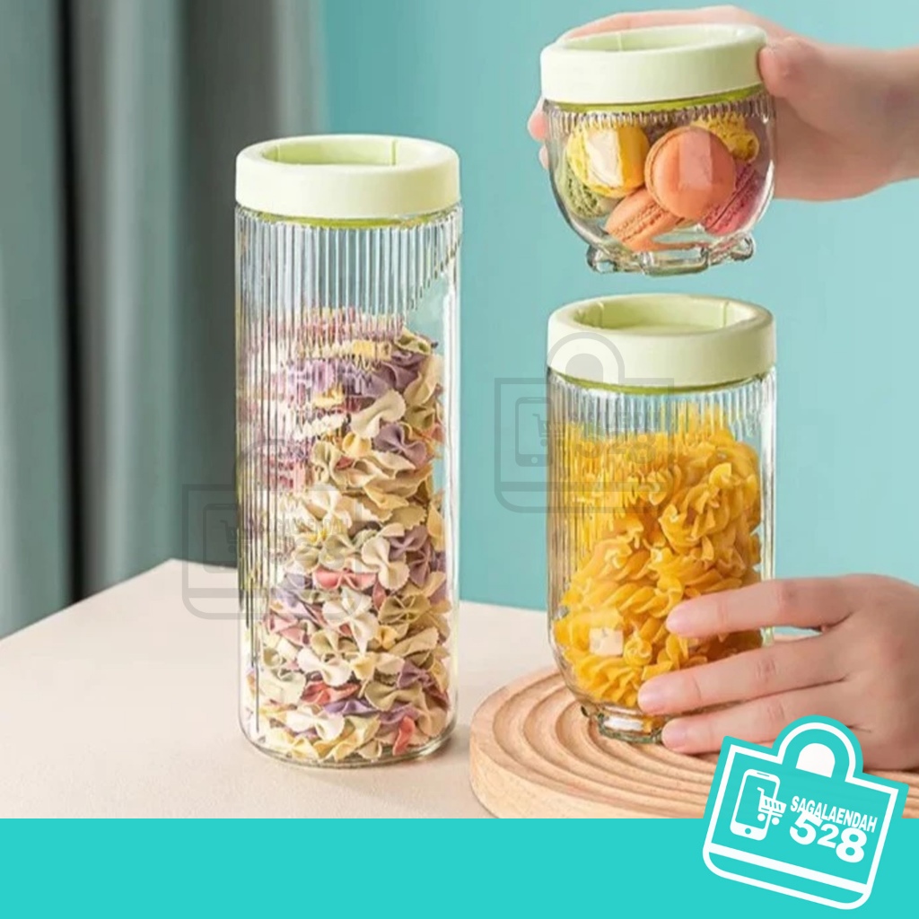 Toples Kaca 3in1 Serbaguna/ Toples Hazel Toples Lebaran Kaca Cantik/ Toples Kue Kering Set