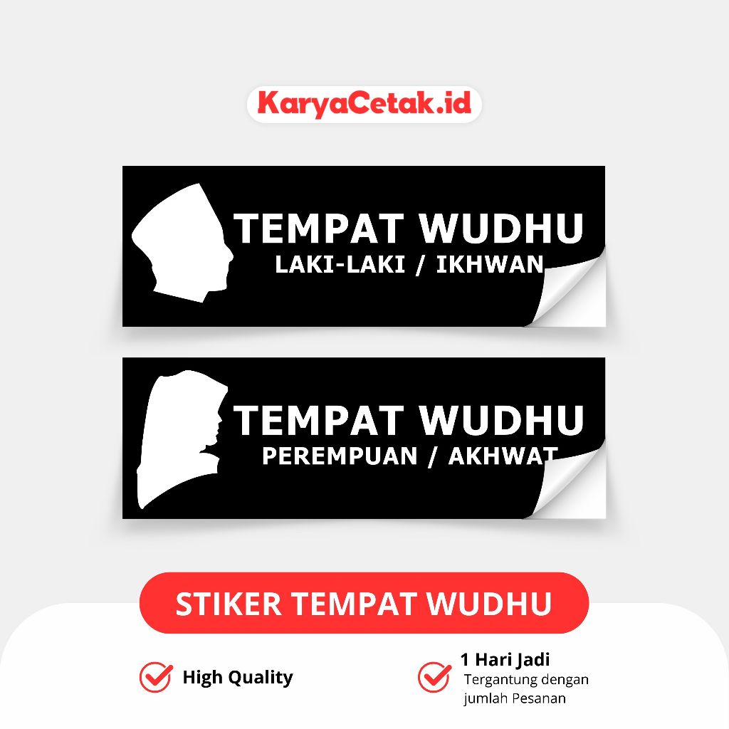 

Stiker Tempat Wudhu Warna Hitam dan Merah Sticker Rambu Tanda Sign Masjid Mushola Label Arah Tempat Wudhu Pria Atau Wanita
