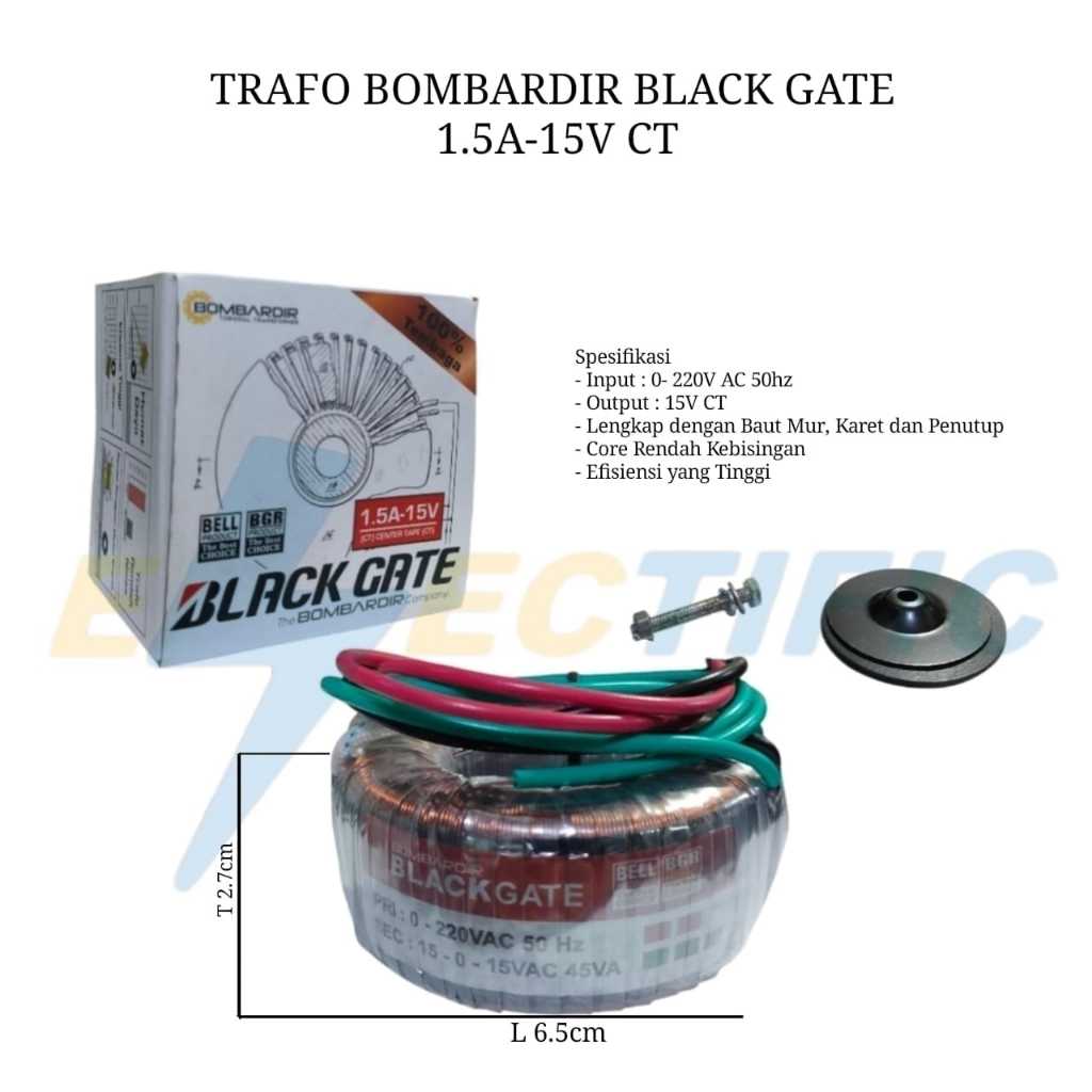 TRAFO BLACKGATE TOROID 1,5A 15V CT / BOMBARDIR BLACKGATE TRAVO DONUT 1.5A 15 VOLT TRAVO TOROID
