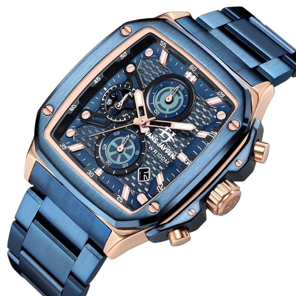 Big Sale  Jam Tangan Pria Evans Jayden 9580 Stainless Stell Kaca Sapphire Water Resistant 5ATM