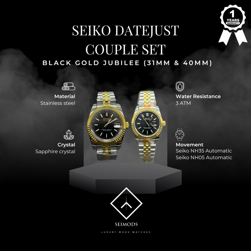 BUNDLE SET Couple Watch Datejust Seiko Mod NH35 NH05 36mm 40mm 31mm Jam Tangan Pasangan