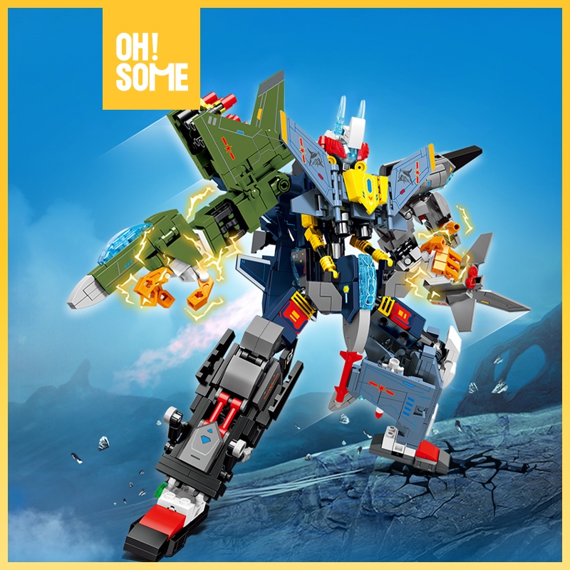 OHSOME - SEMBO Hurricane Warrior Block Fighter Jet & Robot Transformation Set (4-in-1) / Block Maina