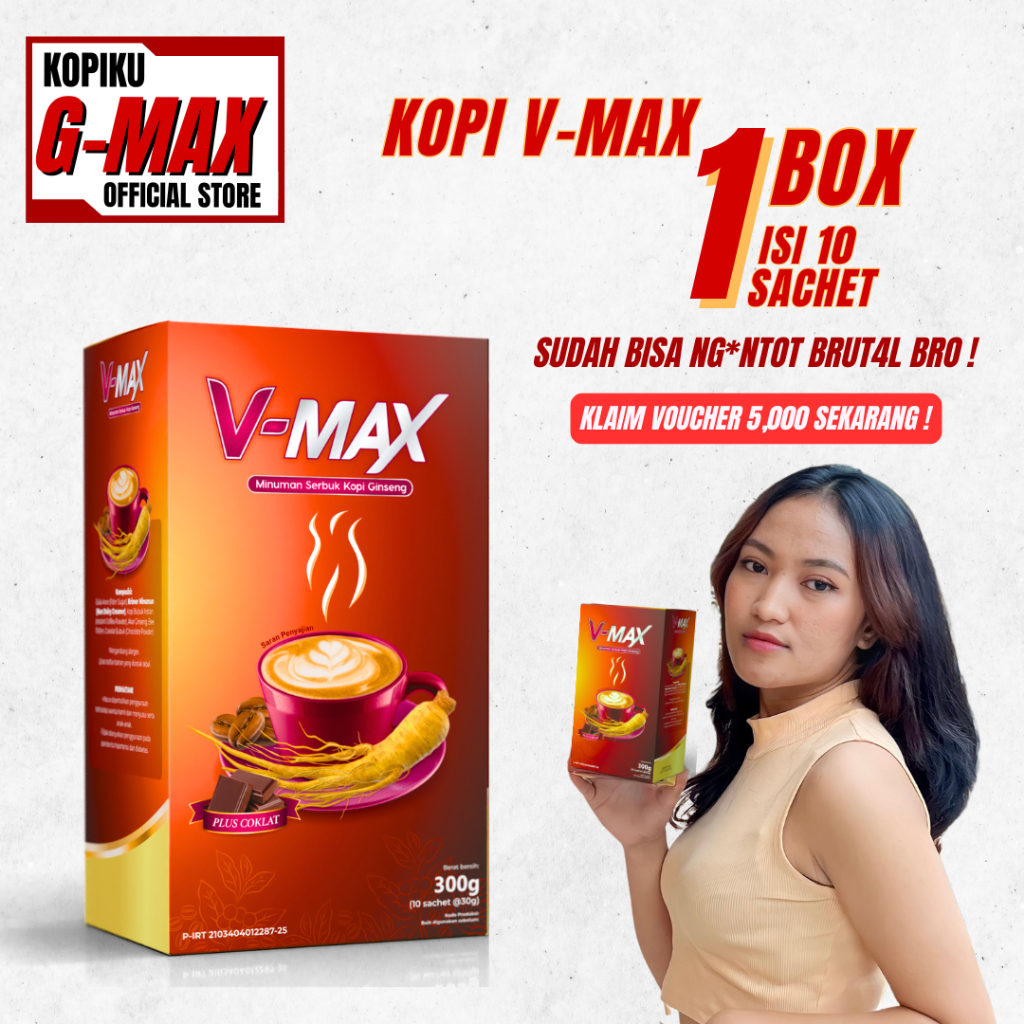 

Kopi V--MAX 1 Box - Isi 10 Sachet Minuman Kopi Rasa Coklat - Bagus Untuk Kaum Hawa