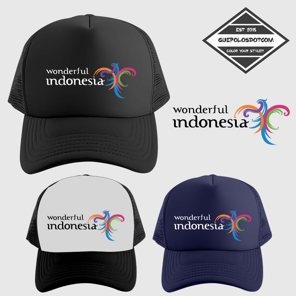 TOPI JARING TRUCKER WONDERFUL INDONESIA - Topi jaring Wonderful Indonesia Keren - TOPI JARING WONDER