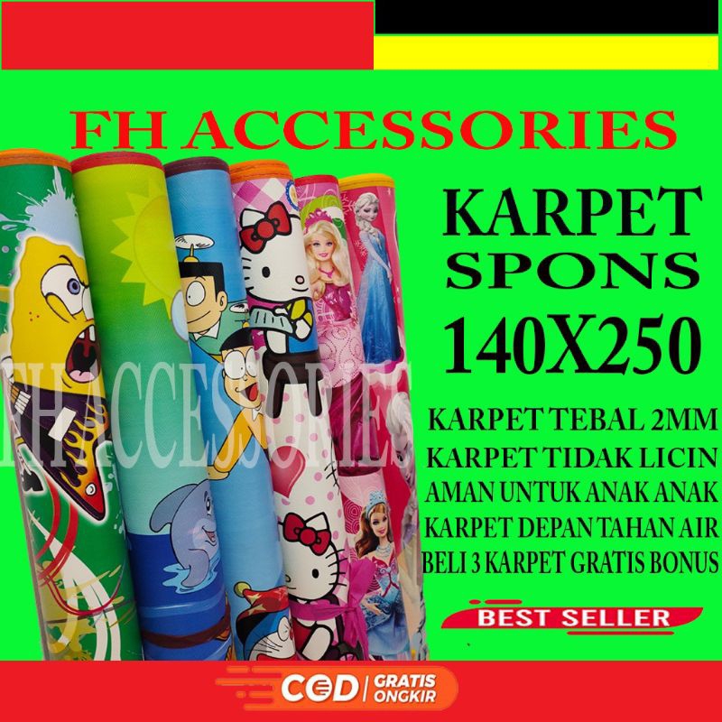 Tikar spons karpet lantai 140x250 / karpet spon karakter/ tikar lantai / tikar plastik motif