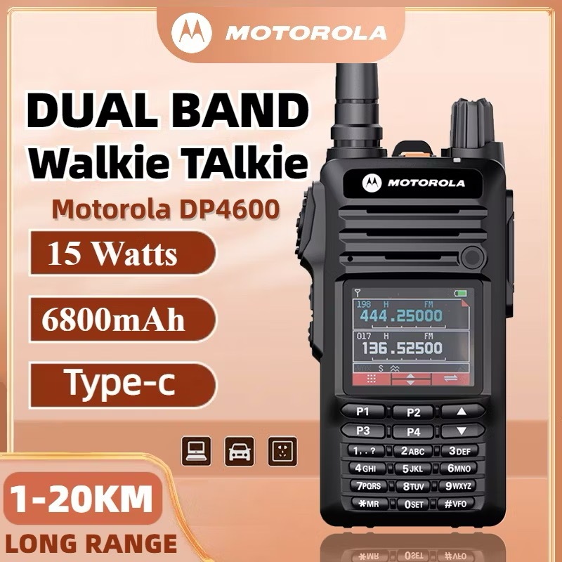 Motorola HT Radio UHF/VHF Walkie Talkie Keamanan Daya tinggi 15W tahan air Jarak jauh 20KM Senter LE