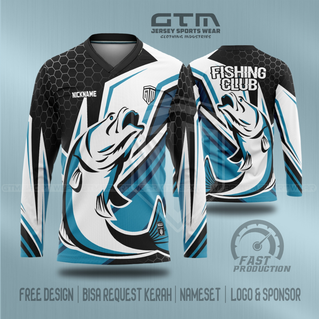 Jersey Mancing Kerah Vneck ~ Free Custom Design 0013