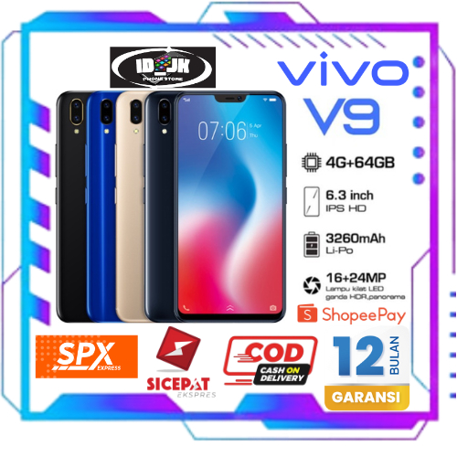 HP VIVO V9 RAM 4/64 FULLSET GARANSI 12 BULAN