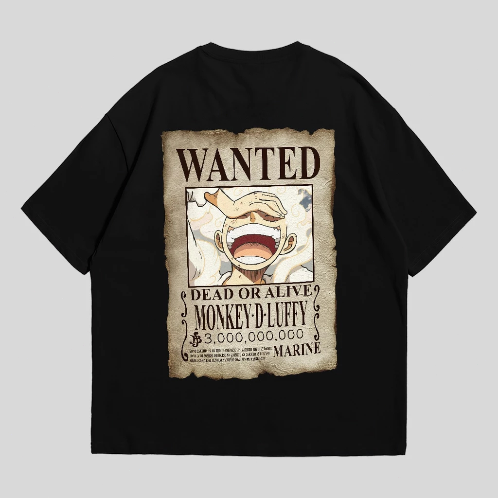 Kaos Distro Red Luffy Bounty Pria Wanita
