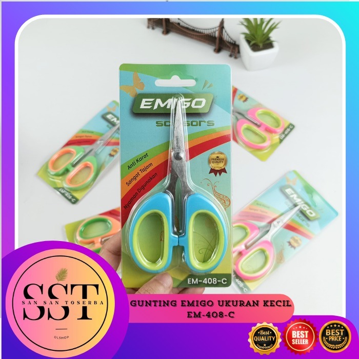 

[SST] Gunting Kertas 4" EMIGO Stationery Anak Gagang Apel Warna Warni