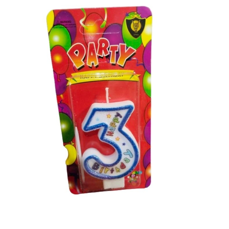 LILIN GLITERBIRU ANGKA 3