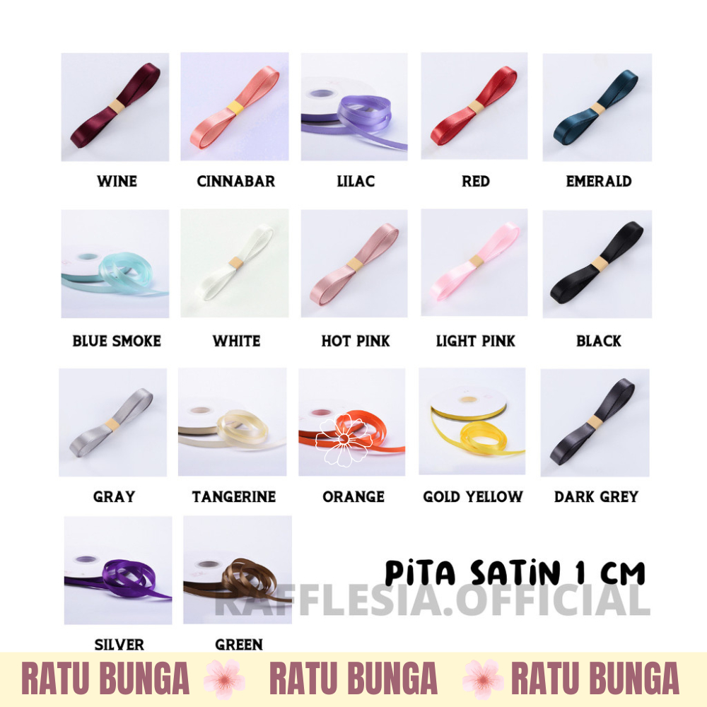 

PITA SATIN IMPORT KECIL UKURAN LEBAR 1CM PREMIUM (ECER PER METER) PITA KADO GIFT BOUQUET BUNGA DEKORASI