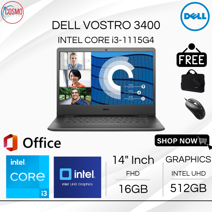 DELL VOSTRO 3400 INTEL CORE i3-1115G4 | RAM 16GB SSD 512GB | 14" FHD