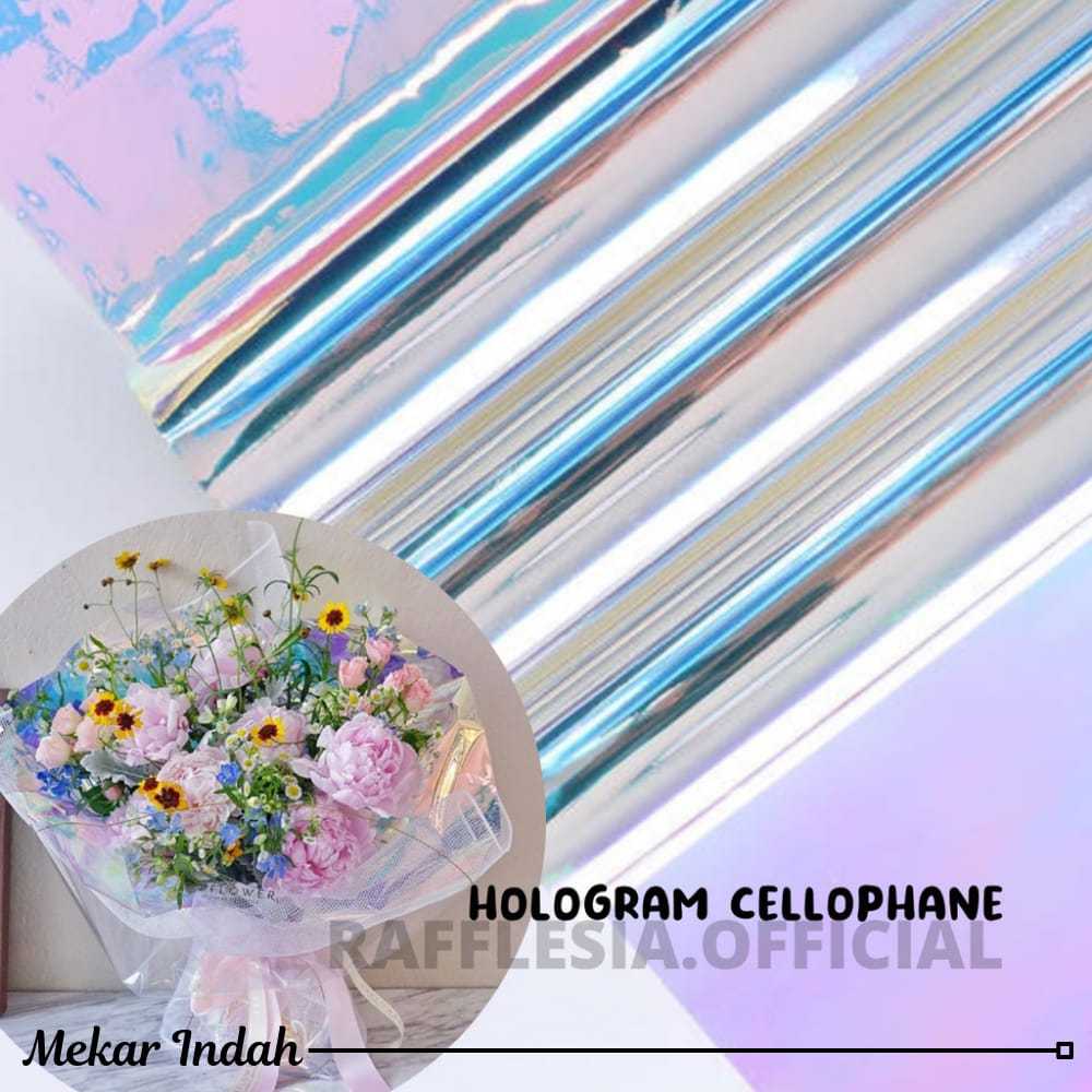 

[1 LEMBAR] HOLOGRAM LEMBARAN (50 x 50 cm) Plastik OPP holographic rainbow transparent pelangi kertas bunga wrapping paper