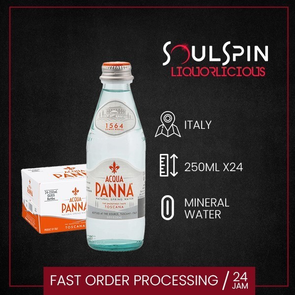 

Acqua Panna Natural Mineral Water 250ml [ dus isi 24 botol ] Khusus JNE Trucking + Termasuk Packing Kayu