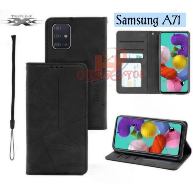 Flip Magnet Casing Samsung A71 - Casing Flip Cover Wallet Sarung Hp - Casing Dompet Flip Magnet