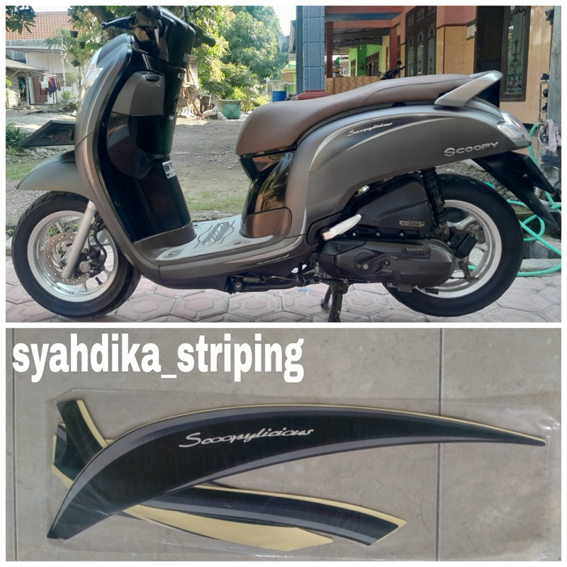 STIKER STRIPING LIS BODY HONDA SCOOPY STYLISH 2018 ABU ABU GREY MATTE BROWN