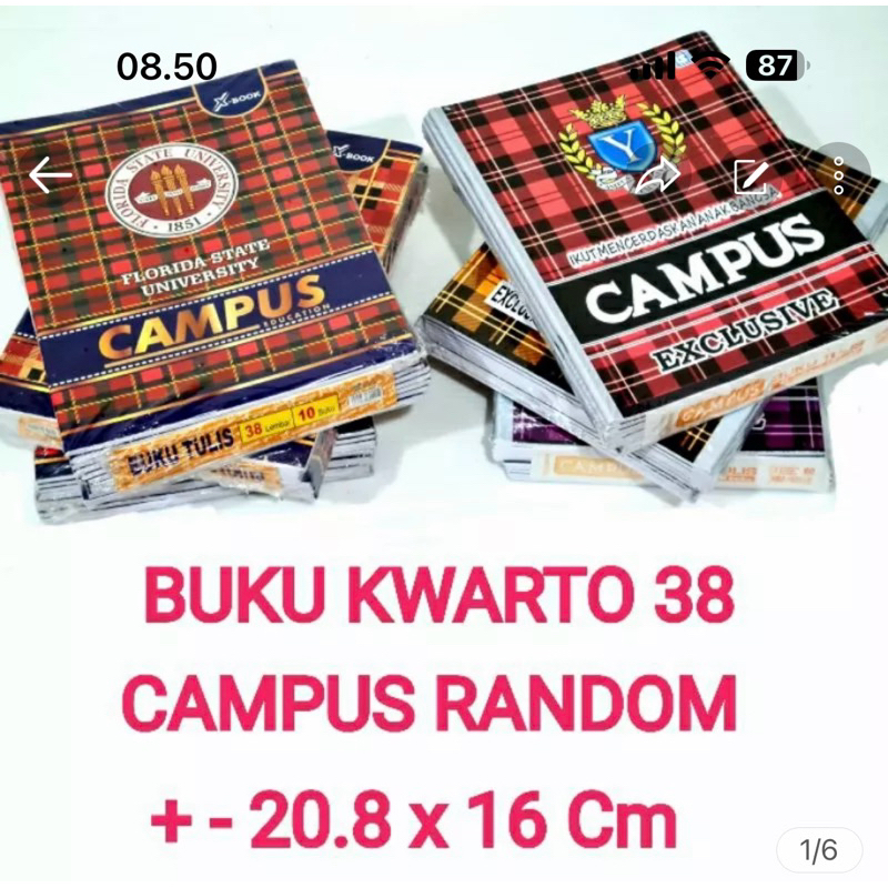 

10 BUKU TULIS KWARTO PENDEK 38 LEMBAR CAMPUS