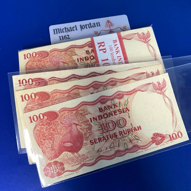 100 rupiah goura 1984 GRESS mulus