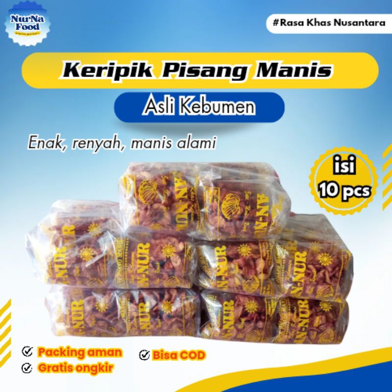 

Keripik Pisang Manis Asli Kebumen Kemasan Isi 10 pcs