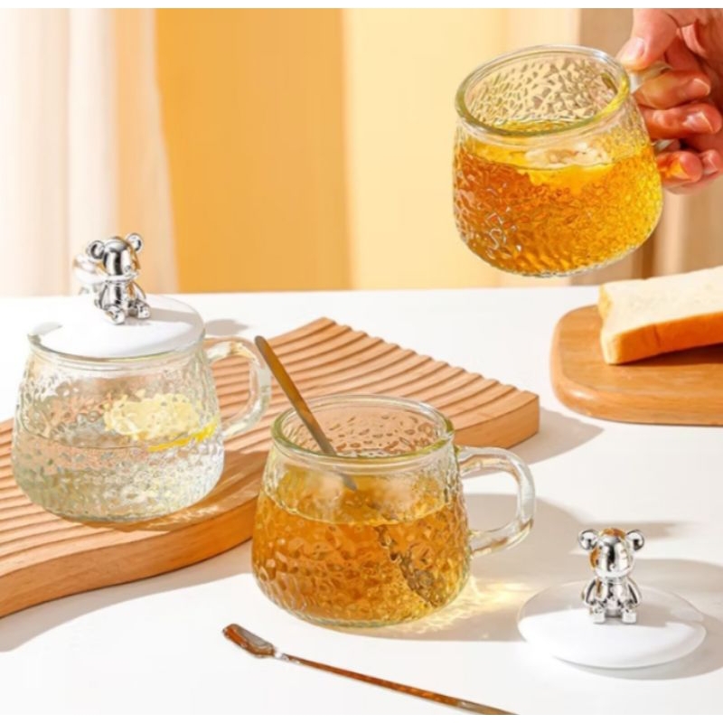 0Eatkit Gelas Kaca Aesthetic Ala Korea 350ml | Simple Elegan Coffee Cup Souvenir Pernikahan Gelas | 