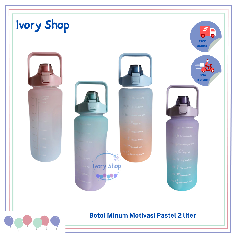 Botol Minum Motivasi Pastel 2 liter Viral Kekinian Tumblr Minuman