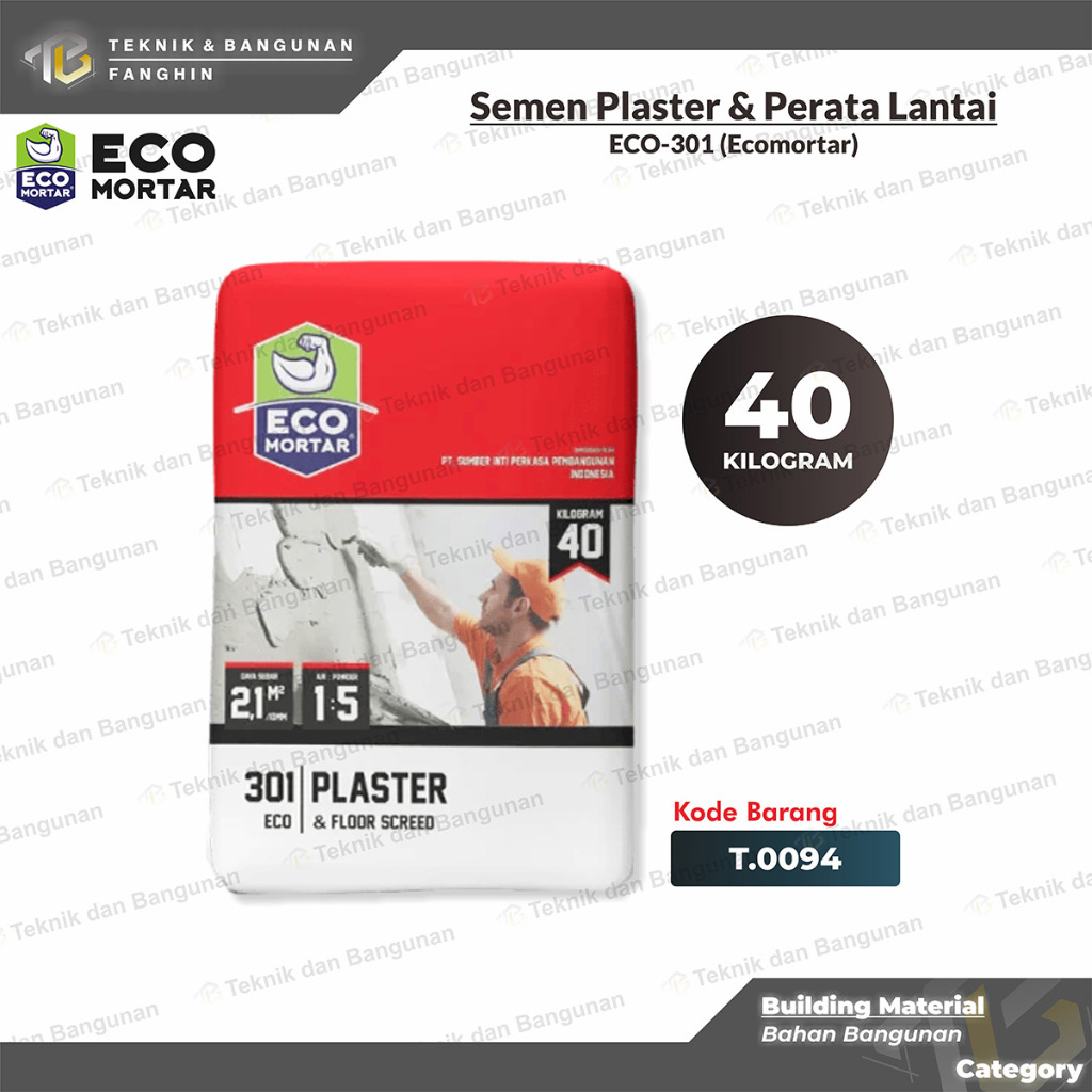 SEMEN ECO MORTAR INSTAN ECO - 301 ECO-301 PLASTER & PERATA LANTAI FLOOR SCREED 40KG 40 KG