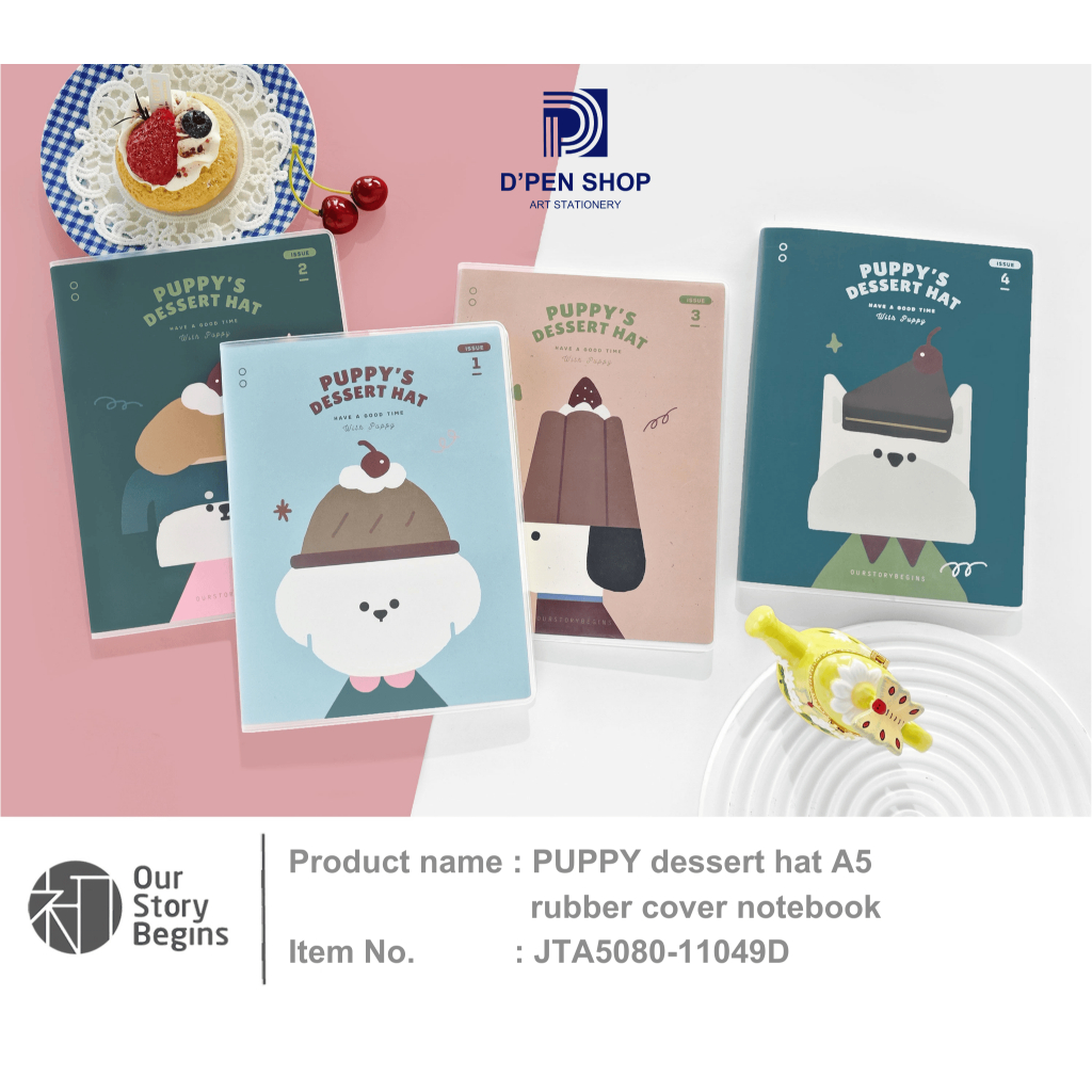 

Notebook A5 Cover Karet Lucu Buku Catatan Estetik Jurnal Diary Puppy Dessert Hat To-Do List