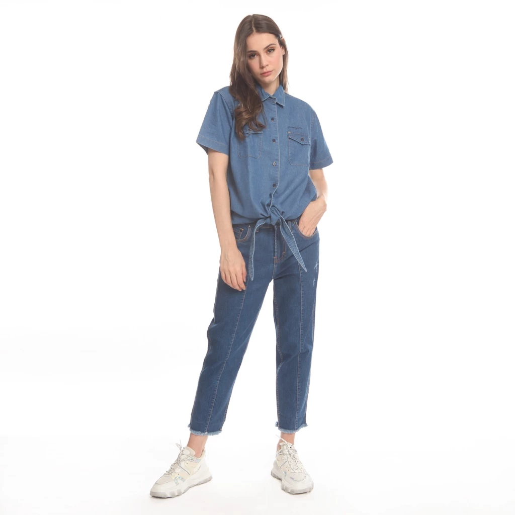 Kemeja Lengan Pendek Wanita Biru  Juice Ematic VENTILSS