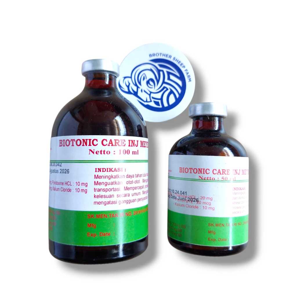 BIOTONIC CARE INJ 50ml & 100ml Obat Penguat Otot dan Syaraf Hewan Domba Aduan Kuda Sapi Kerbau dll