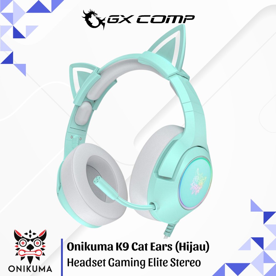 ONIKUMA K9 | Headset Gaming Elite Stereo | Headphone Gaming Cat Ears - Hijau