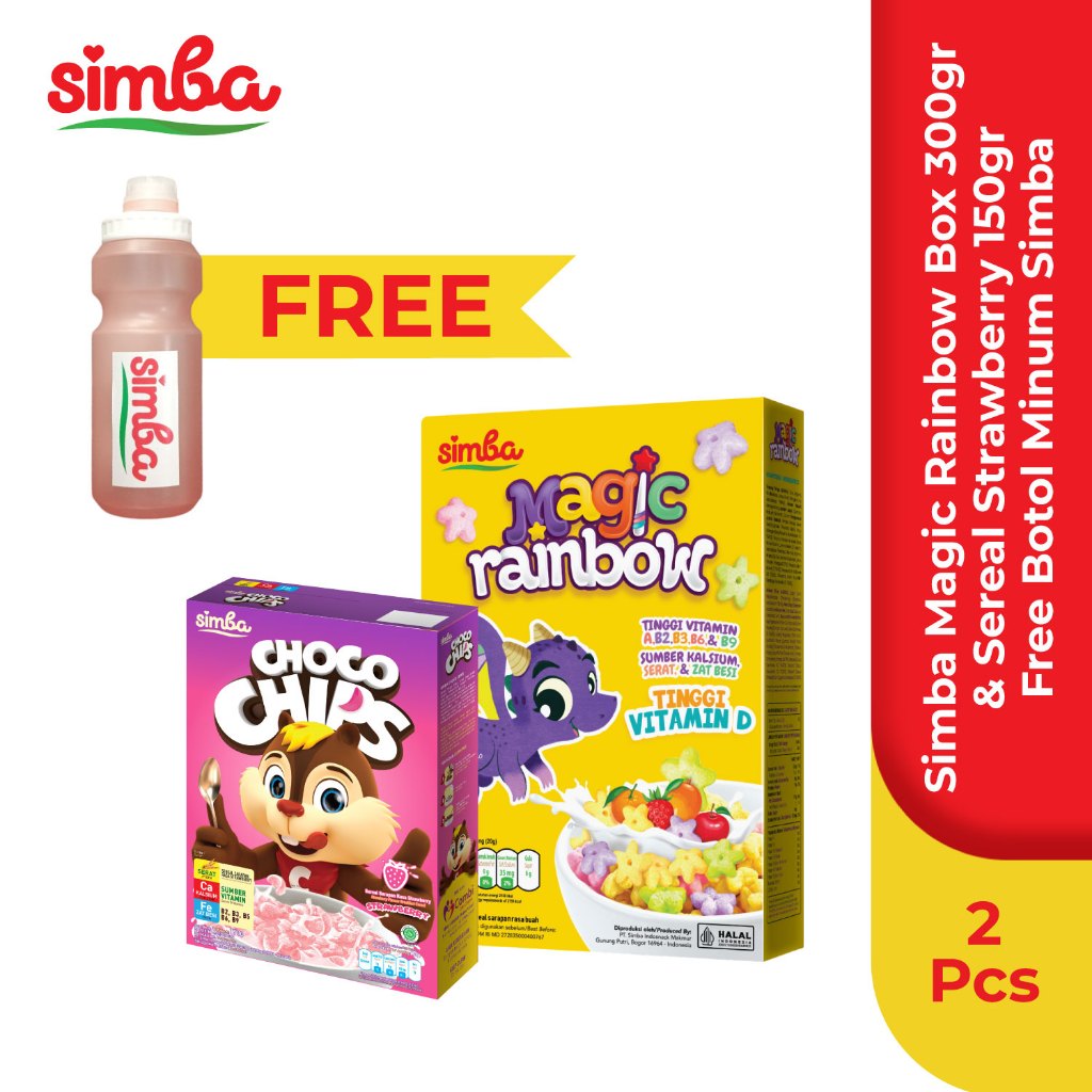 

Simba Magic Rainbow Box 300gr & Sereal Strawberry Box 150gr Free Botol Minum Simba