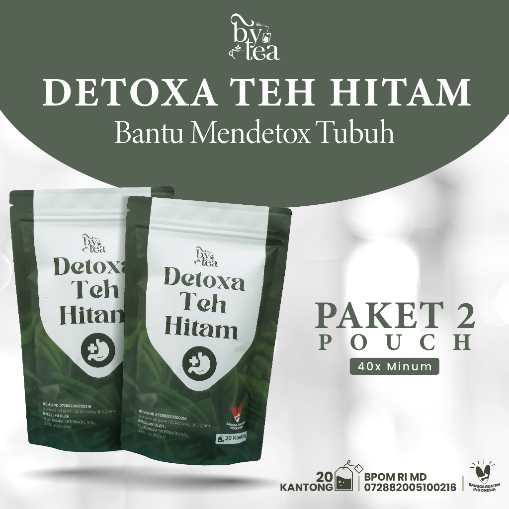 

Paket 2 Pouch Teh Detoxa Bytea – Teh Hitam Herbal Buang Racun Dalam Tubuh & Turunkan Berat Badan