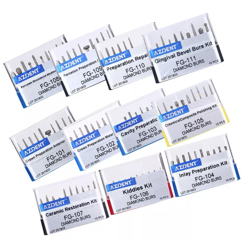 Dental diamond Bur Azdent finishing / bur preparasi / bur dental set / bur finishing / bur crown mah