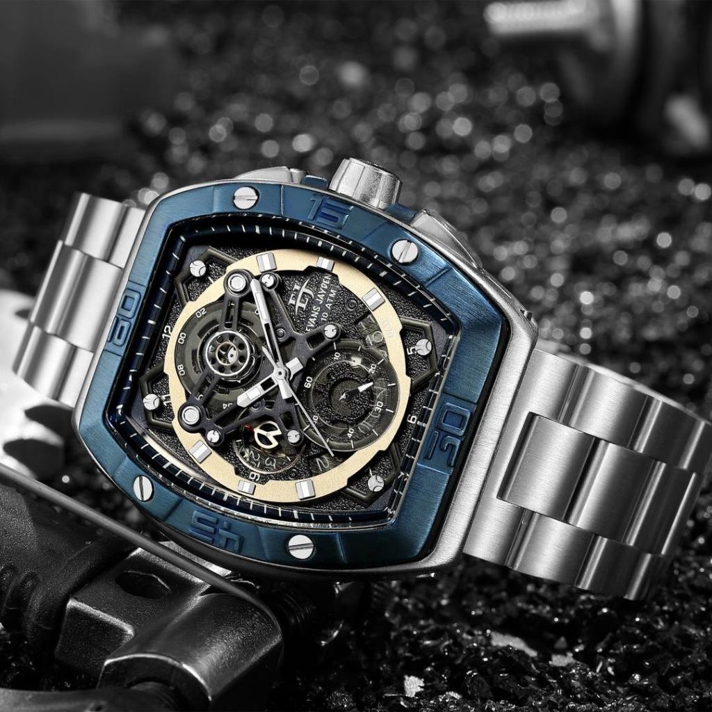 Big Sale ! Jam Tangan Pria Evans Jayden 9549 Stainless Stell Kaca Sapphire Water Resistant 5ATM