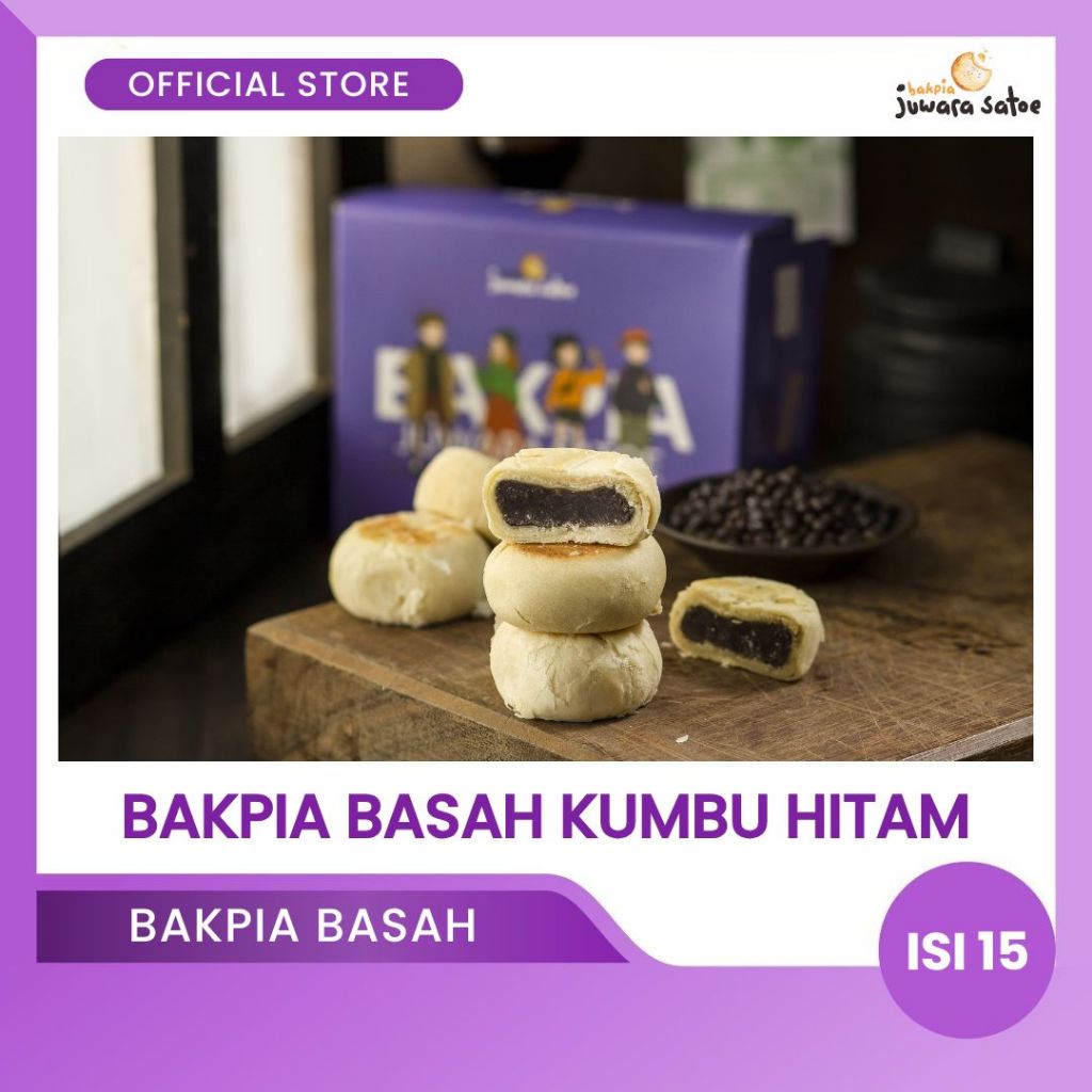 

BAKPIA JUWARA SATOE [ Isi 15 ] Bakpia Basah Kumbu Hitam - Oleh Oleh Khas Jogja