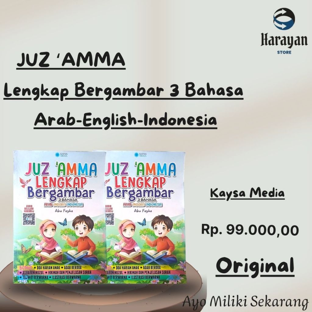 BUKU JUZ 'AMMA LENGKAP BERGAMBAR 3 BAHASA