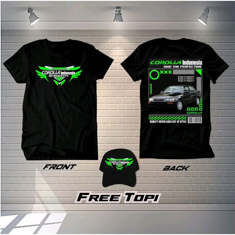 KAOS MOBIL COROLLA FREE TOPI kaos mobil desain mobil Corolla kaos mobil
