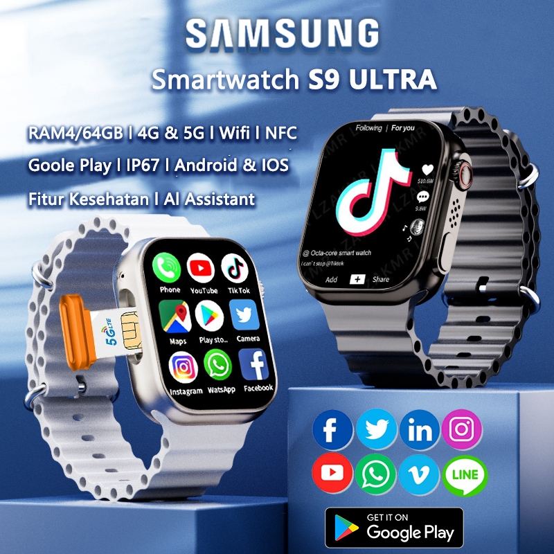 AIG [Bisa Hotspot]Samsung 4G LTE SIM Smartwatch S9 Ultra RAM 4 / 64GB Bisa Nonton Youtube Wifi