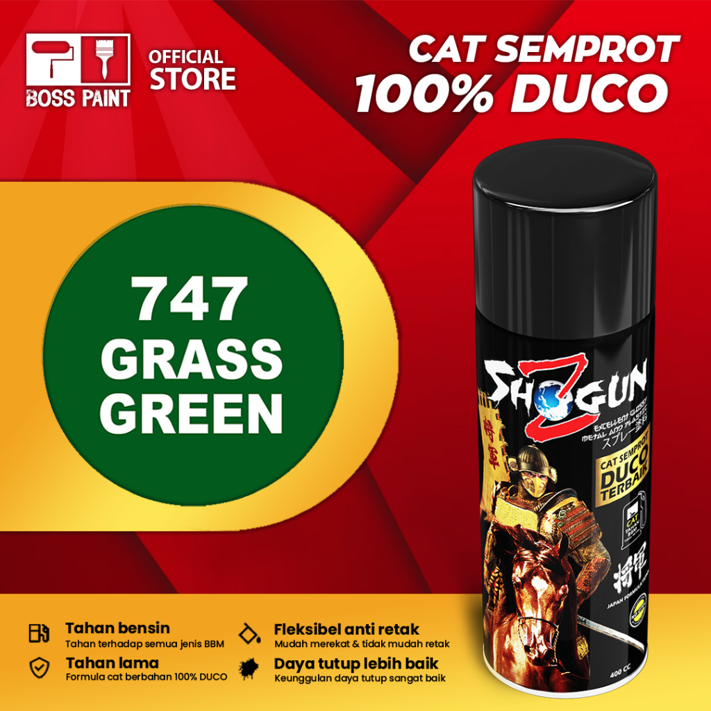 Cat Semprot Pilox Pylox Pilok Shogun Z Paint Duco Premium Warna Grass Green 747 / Hijau Tua Solid