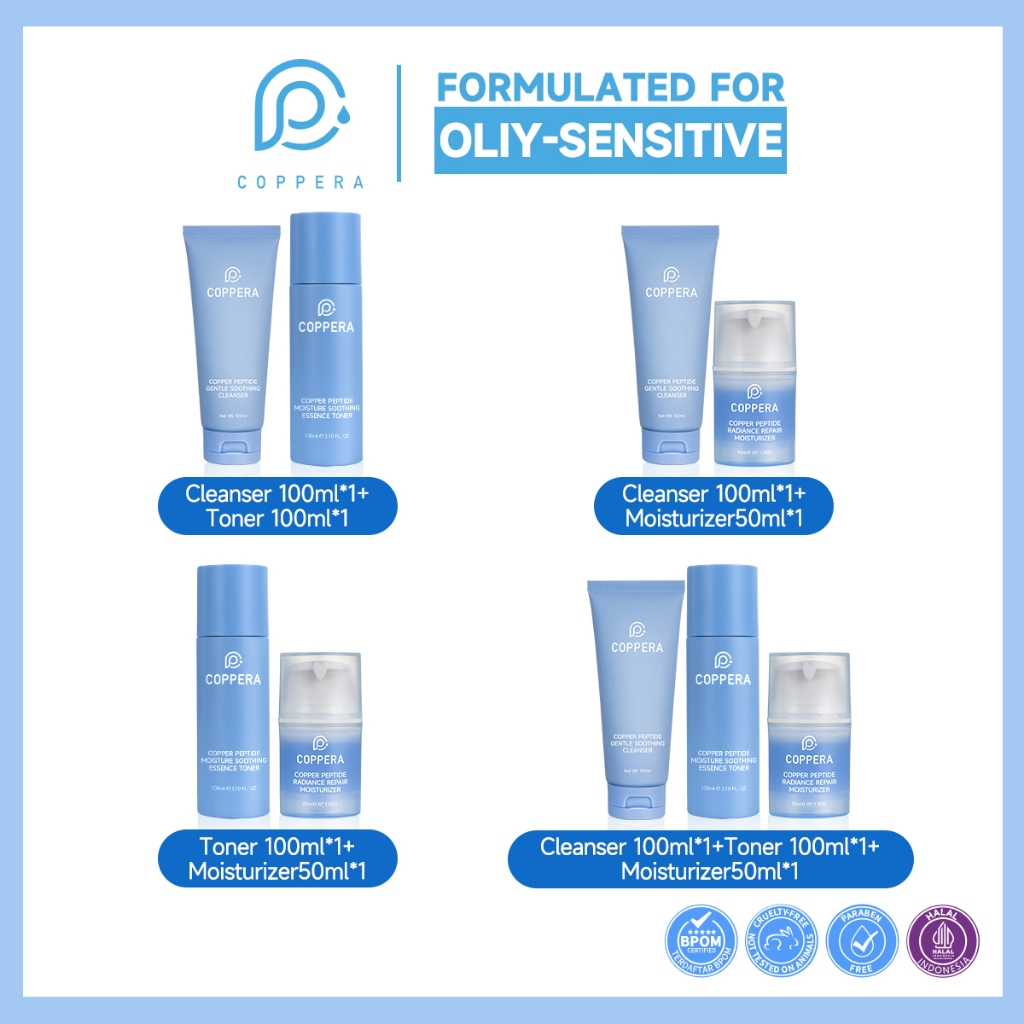 COPPERA Copper Peptide Kit Packages Moisturizer/Sooting Cleanse/Essence Toner  Moisturizing Soothing