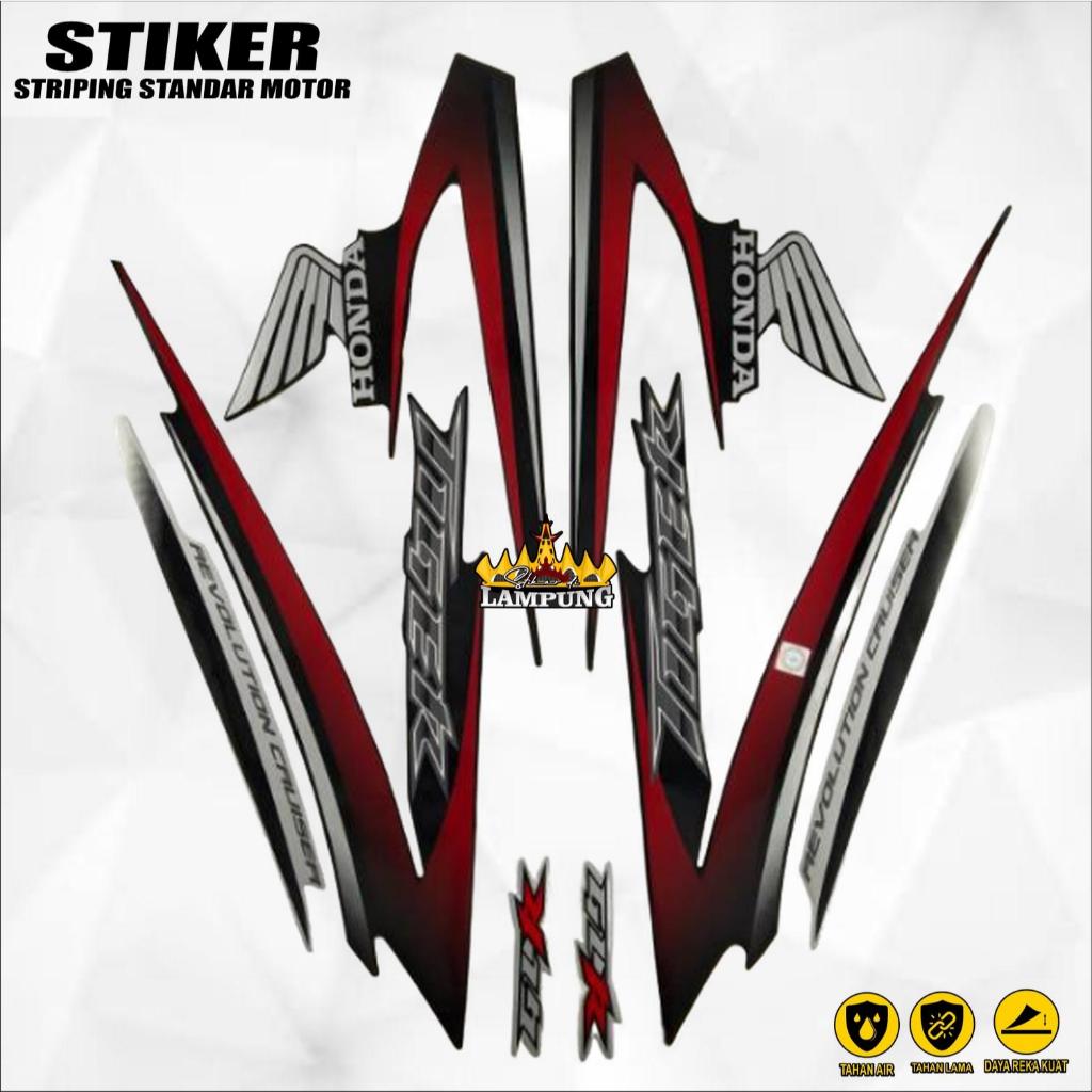 striping lis stiker standar ori Tiger 2009 hitam merah stiker ori Tiger Revo 2009 striping Tiger Rev