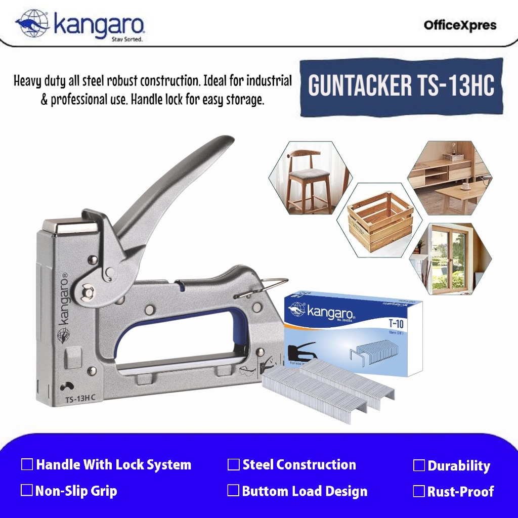 

Stapler Tembak Jok Kulit Motor / Isi Stapler Gun / Hekter Tembak / Isi Stapes T10 / Gun Tacker / Guntacker TS-13HC KANGARO