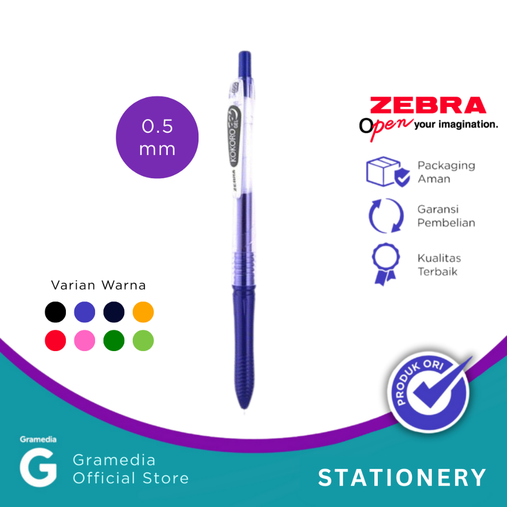 

Zebra - Pulpen Kokoro Gel 0.5 Mm Warna Blue Black